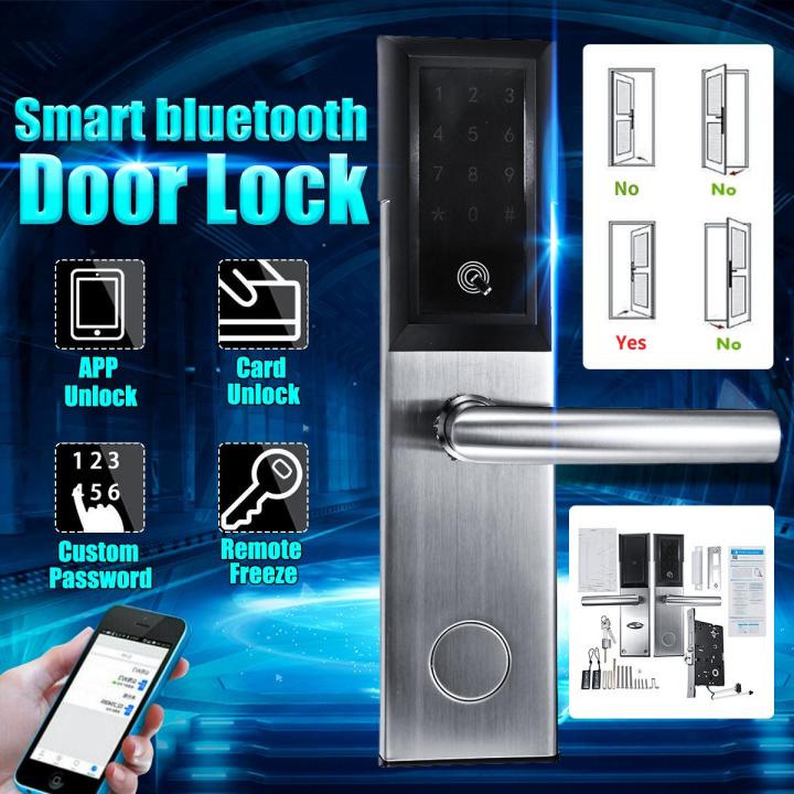 New Silver Cipher Remote Smart Door Lock Cell Phone APP Key Password ...