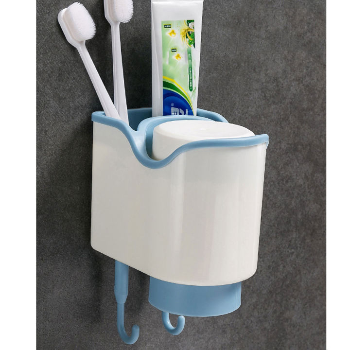 Toothbrush Rack Magnetic Wall Mount Holder PP Toothpaste Cup Organizer ...