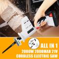 21V 2000mAh New Reciprocating Electric Saw Cordless Metal Wood Cut-ting Power Tool -. 