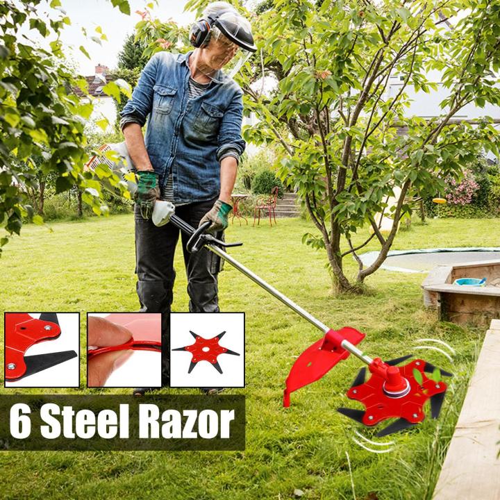 6 Steel New Blades Razors Grass Eater Trimmer Head Brush Cutter Tool ...