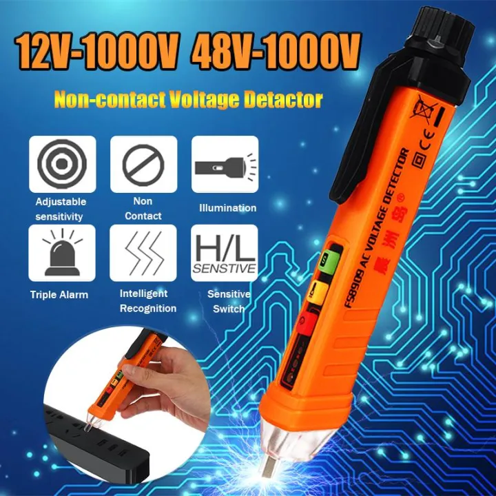 Smart AC Voltage Detector Non-Contact Tester Pen LCD Digital Volt Meter ...