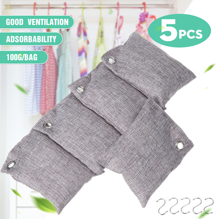 5Pcs/Set Activated Bamboo Charcoal Bag Deodorizer Purifying Odor Remover 100g -