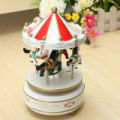Wooden + HOT SELL Plastic Merry-Go-Round Carousel Music Box Christmas Birthday Gift Toy - White. 