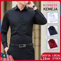 Bu Kemeja Lengan Panjang Slim Fit Office Business Putih Men Shirt Labuh Casual Dress Dating Korea kemeja Lelaki. 