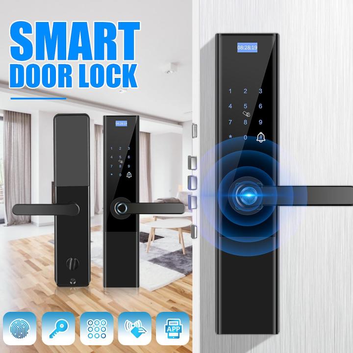 Swipe Lock Clock In Smart Lock Intelligent Fingerprint/Password/Swipe/Key/APP Unlock 5-in-1 ...