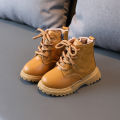 Winter high top Martin boys veet warm leather girls' two cotton boots solid color simple children's shoes 2022.