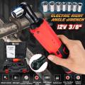 Cordless 3/8'' New 12V 45N.m Rechargeable Ratchet 90° Right Angle Wrench Set Portable-RED2 -. 