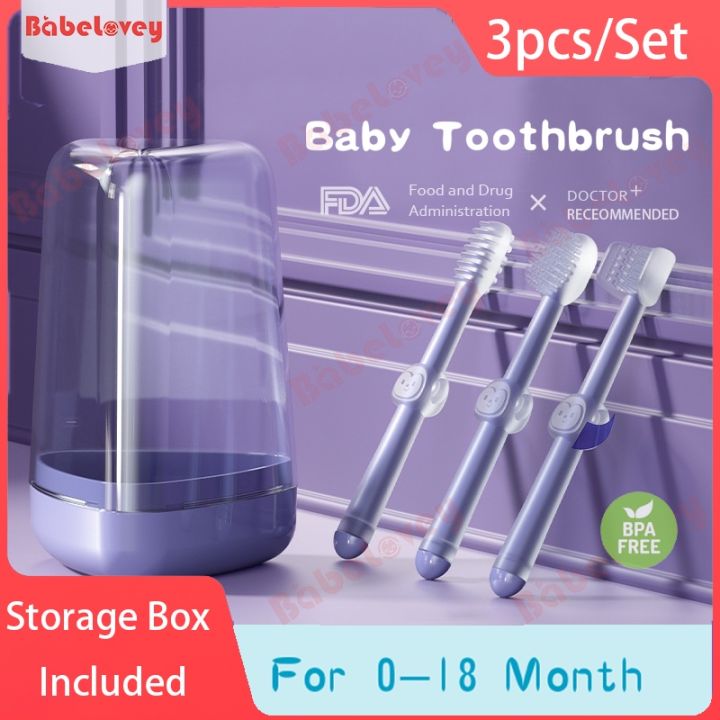 Babylove 3 in 1 Berus Qigi Tongue Brush Newborn Soft Silicone Oral Cleaner Baby for 0 18 Months Children's Toothbrush