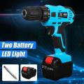 21V Cordless New Hammer Combi Drill 2 Speed Li-ion Brushless Hammerdrill + 2 Battery -. 