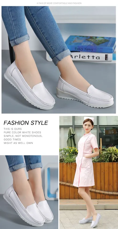 Miga Plaza】 Autumn and Spring Leather Nurses Shoes Fashion Shoes