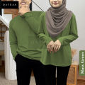 (P1) Jersey Plain Microfiber Long Sleeve Round Neck Size : S-5XL Women Muslim Wear / T-shirt Unisex. 