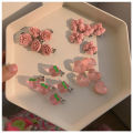 5 Pcs Set Heart Shape Hairpin Pink Resin Material 2022 New Cute Hair Clip for Women Girls. 