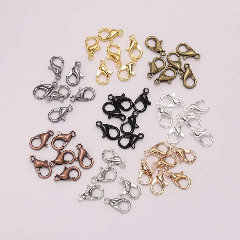 20-50pcs Lobster Clasps Jewelry Findings 10/12/14/16/18/21mm Alloy Hooks For Bracelets Necklaces DIY Jewelry Making Chain Closure Accessories Diy Necklace And Bracelet Accessories