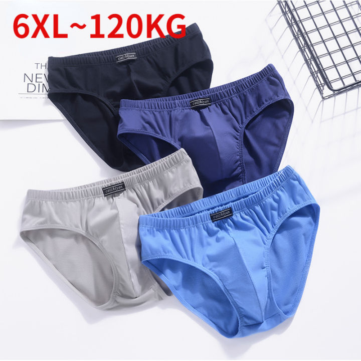 6XL 120KG Cotton Men's Underwear Plus Size Fat Guy Triangle Pants Breathable Middle and Old Age Cotton Triangle Pants DF1086