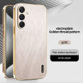 tzmar for Samsung Galaxy A56 5G Silk Pattern Luxury Electroplated Gold Phone Case Shockproof Protection Back Hard Cover. 