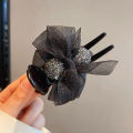 Lace Mesh Bow Hair Clip for Women Shiny Rhinestones High Ponytail Hairstyle Hold Hairpins Simple Elegant Korean Style Female Hair Accessories. 
