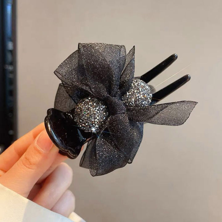 Lace%20Mesh%20Bow%20Hair%20Clip%20for%20Women%20Shiny%20Rhinestones%20High%20Ponytail%20Hairstyle%20Hold%20Hairpins%20Simple%20Elegant%20Korean%20Style%20Female%20Hair%20Accessories%20-%20Image%209