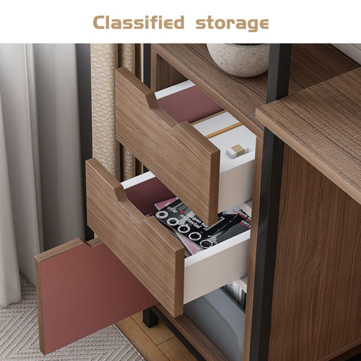 106x40x111cm%20Computer%20Desk%20Workstation%20Shelves%20Drawers%20Study%20Table%20Home%20Office-Brown%20-%20Image%203