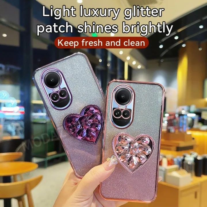 xprmy%20for%20OPPO%20Reno%2010%20Pro%205G%20Electroplating%20Luxury%20Soft%20Glitter%20TPU%20Cell%20Phone%20Back%20Cover%20Phone%20Case%20Love%20Shape%20Bracket%20Kickstand%20For%20Girl%20Women%20-%20Image%205