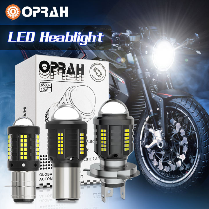 Oprah T19 White Light Yellow Low Beam High Bright Condenser Lens Motorcycle 6000K 12V P15D BA20D H4 LED Headlight Bulb for Motorcycle Ready Stoc