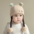 Cute Braid Baby Ear Protection Cap 6-24M Kids Winter Warm Knitted Woolen Hat Cartoon Toddler Beanie Children Girl Crochet Bonnet. 