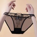 GIRL Large Size Sweet Mesh Transparent Intimates Hollow Out Butterfly Embroidery Briefs Korean Underwear Women Panties. 