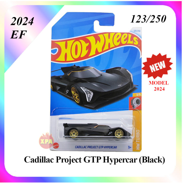 Hot Wheels US GM Diecast Cars Cadillac Project GTP Hypercar Black 2024 HW Turbo Series New YA2024 1 64 Scale Alloy Kids Toy EV Electric Car Model XPA HotWheels Collection 24EF Maine 123 250 Toys for boys kereta perlumbaan GTR hotwheel