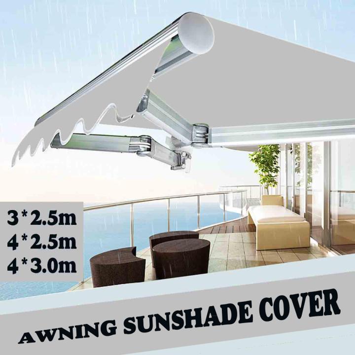 Gray Outdoor Folding Arm Awning Sunshade Cover Cloth Retractable Balcony Canopy-4*3m - Not Specified