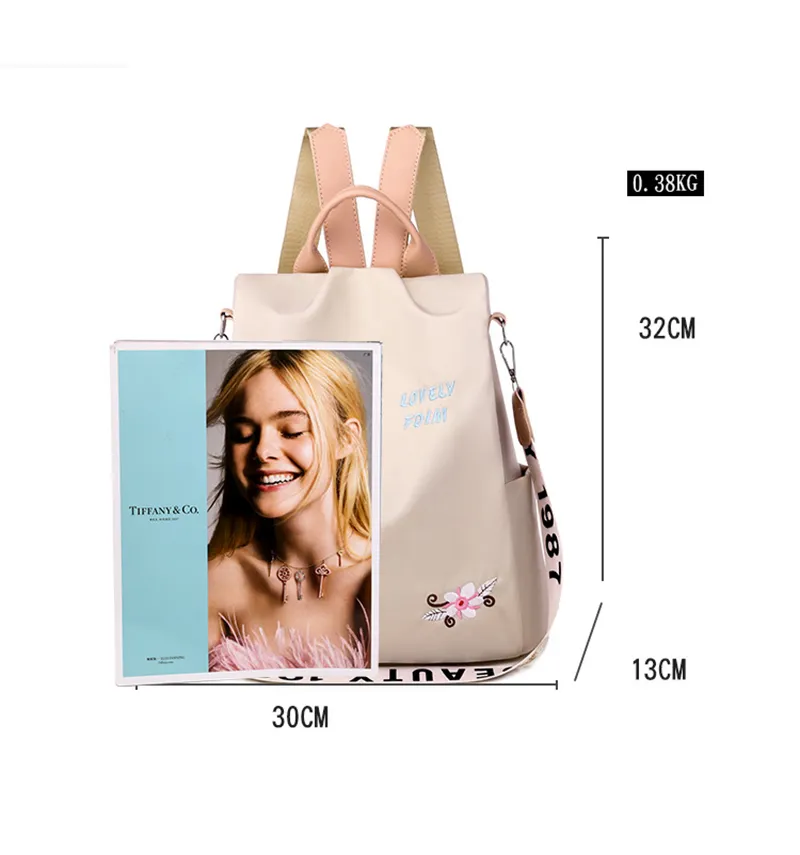 School Backpack National Style Floral Embroidery School Bag