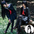 Anime Hell Girl Cosplay Enma Ai Jk Sailor Dress Japanese Korean School Uniform Pleated Skirt Sets Black Long With Hair Net. 