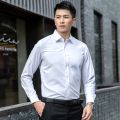 Bu Kemeja Lengan Panjang Slim Fit Office Business Putih Men Shirt Labuh Casual Dress Dating Korea kemeja Lelaki. 
