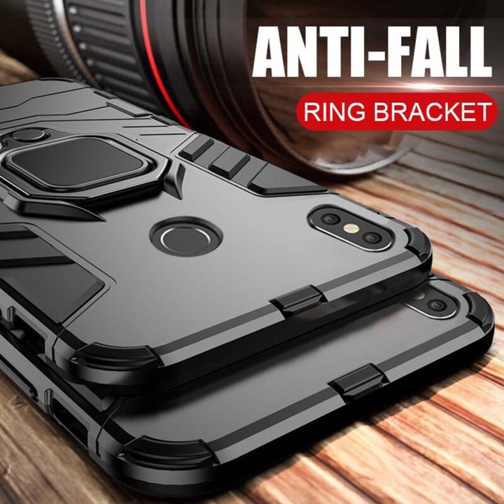 Free Tether Suitable for Xiaomi Mi Max 3 2 Mix 2S A2 A3 6X Play CC9 CC9e Sandwich Hybrid Anti Shock Car Bracket Hard Back with Circular Legs