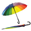 16 Ribs Rainbow Umbrella Curved Handle Waterproof Raining Sun Protection Parasol. 