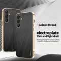 tzmar for Samsung Galaxy A56 5G Silk Pattern Luxury Electroplated Gold Phone Case Shockproof Protection Back Hard Cover. 