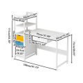 106x40x111cm Computer Desk Workstation Shelves Drawers Study Table Home Office-Brown. 