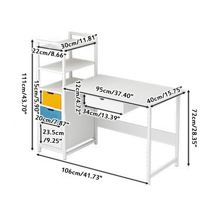 106x40x111cm%20Computer%20Desk%20Workstation%20Shelves%20Drawers%20Study%20Table%20Home%20Office-Brown%20-%20Image%205