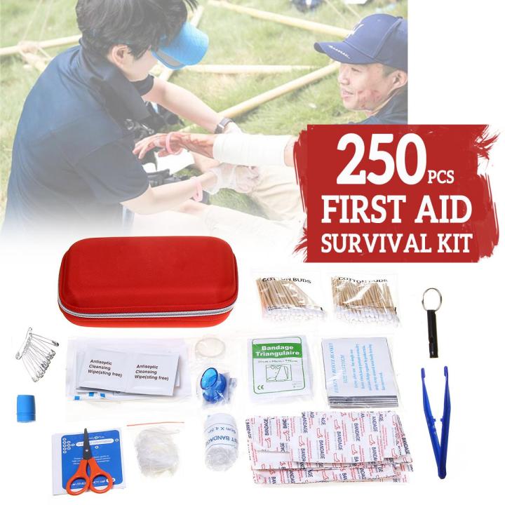 250Pcs First Aid Health Outdoors Sports Camping Survival Kit Emergency ...
