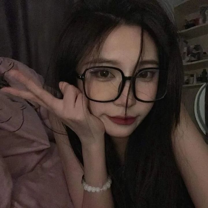 ✠✶♧ Hanbo slip Korean version TR90 square for girls round no makeup trendy face small frame anti blue light myopia glasses Eyeglass Frame Ins High Color Value