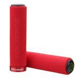 1 Pair RockBros Bike Bicycle Handlebar Sponge Grips Single Locked w/ Bar Ends Black With Black Ring - Red handle red ring