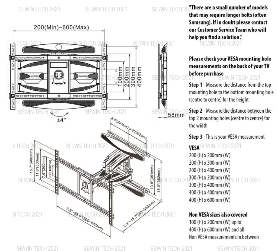 TV Wall Mount Bracket 40-85 Inch LED OLED Full Motion Dual
