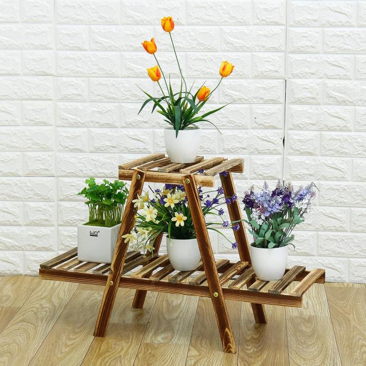 Garden Wooden Pot 2/3 Tier Plant Stand Display Flower Rack Indoor ...