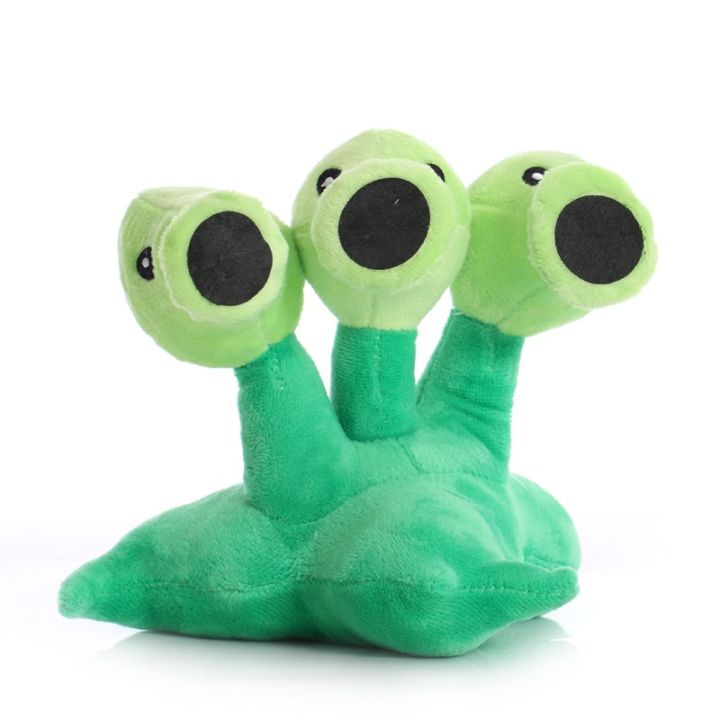 15cm Plants Vs Zombies Figures Doll Three head PeaShooter Plush Peashooter Stuffed Toys