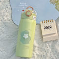 IKUNM 【Ships Within 24 Hours】350/500ML Mini Insulation Cup Cartoon Flower Thermos Bottle With Straw Double 304 Stainless Steel Vacuum Thermos Cup Portable Hot Water Bottle Keep Cold And Hot 24 Hours Thermos Bottle. 