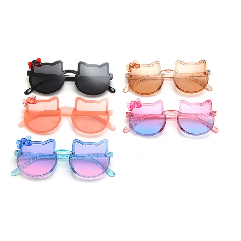 Rainbow Color Kids Sunglasses for Girl UV Protection Cartoon Cat