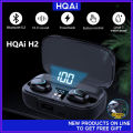 HQAi H2 Wireless Headset Bluetooth Earphones Build-in Microphone Earpods Hifi Bass Sound Quality Earbuds Long Battery Life Noise Cancellation Sport Waterproof Head Set for All Cellphone Tablet Phone. 