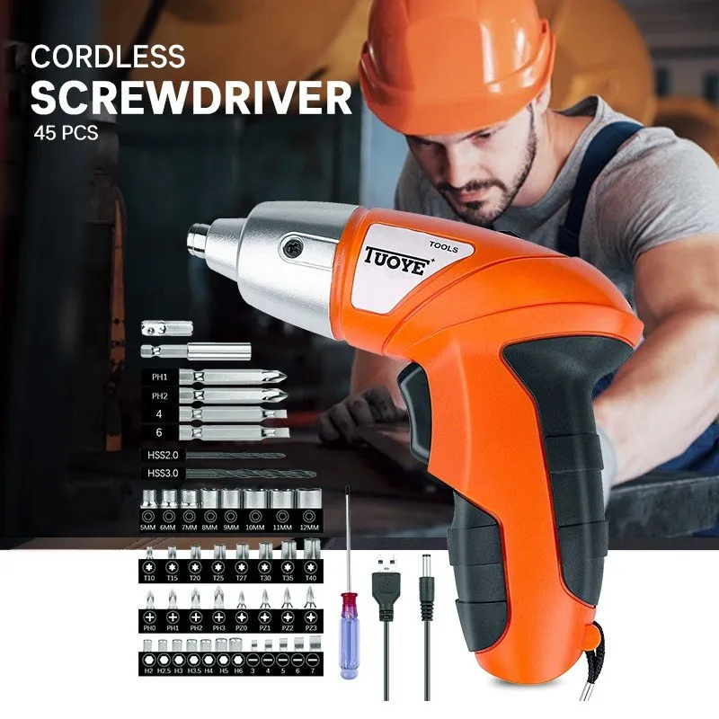 Electric Screwdriver 45 PCS Rechargeable Cordless Set 4.8V Power Drill Bit Kit Daraz.lk