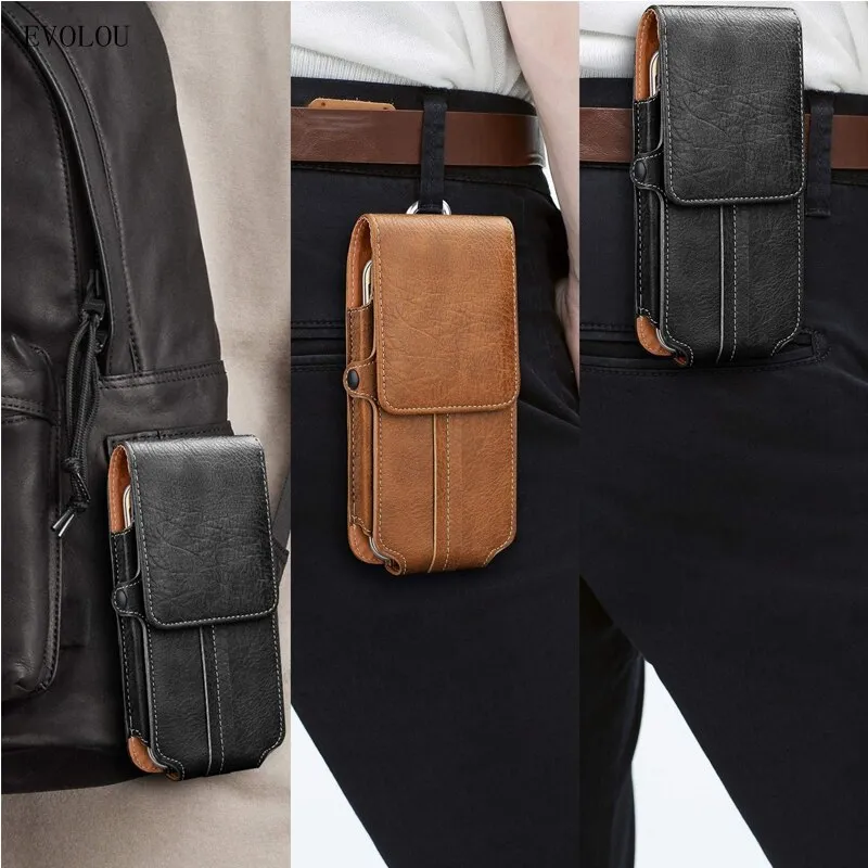 NEM Leather Belt Clip Holster Pouch For IPhone X / 10, 11, 12 With Slim Case
