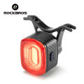 ROCKBROS Smart Brake Taillight Same Frequency Induction Bright Seat Post Saddle Mounting Multi-Functional Rear Light Durable Long Battery Life Flashing Back Light Cycling Equipment. 