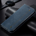 lthmy for Xiaomi Redmi Turbo 3 case Retro Denim Leather Flip Wallet Stand Casing Cover. 