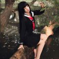 Anime Hell Girl Cosplay Enma Ai Jk Sailor Dress Japanese Korean School Uniform Pleated Skirt Sets Black Long With Hair Net. 